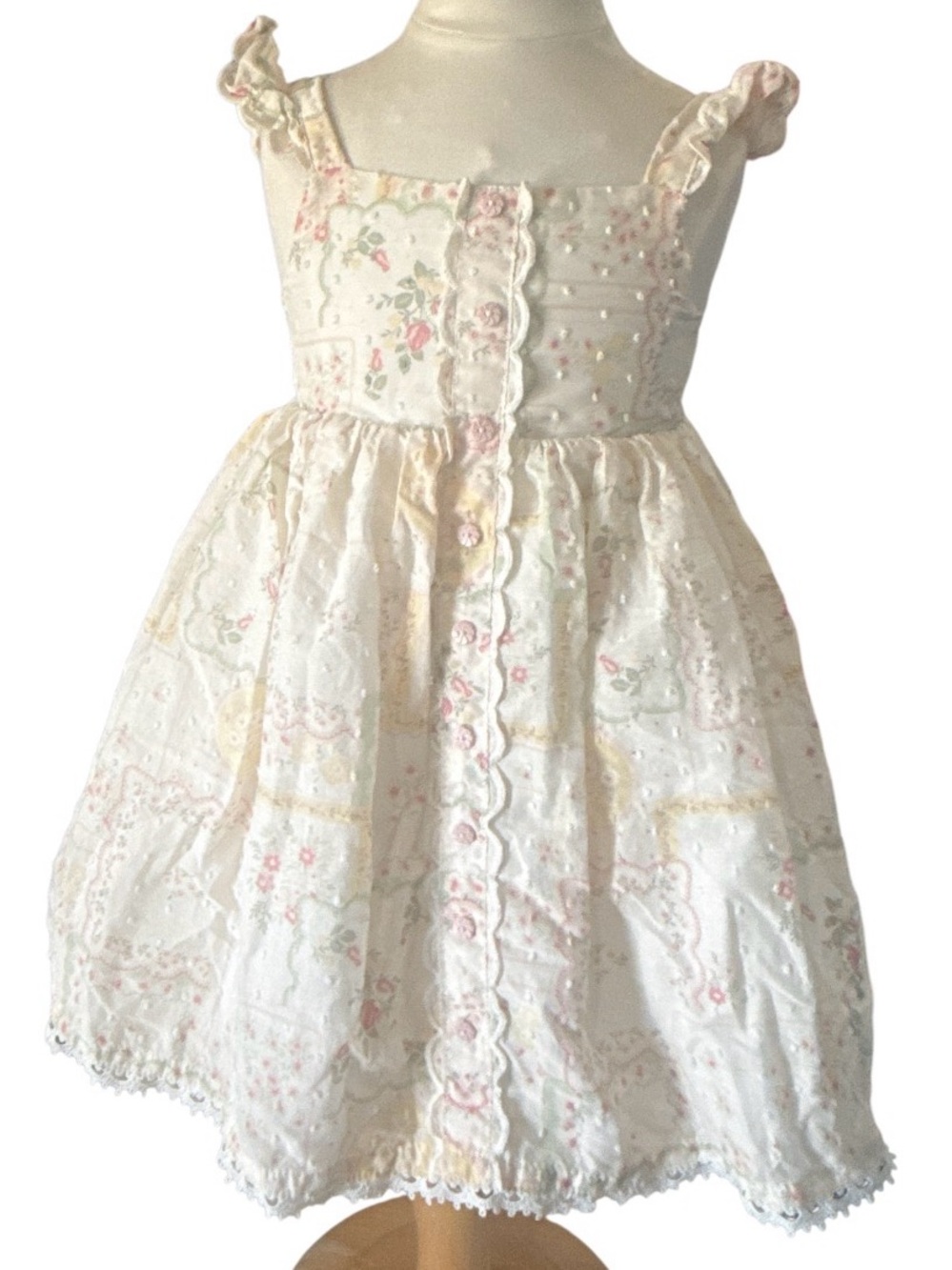 cupcakes & cashmere Cream Floral Eyelet Sundress with Pink Accents